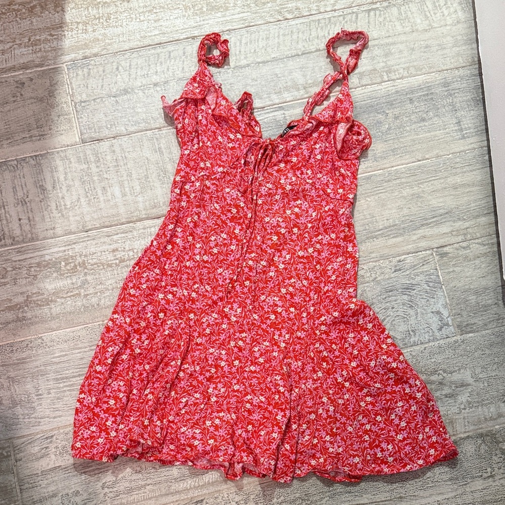Zara Red Floral Patterned Dress